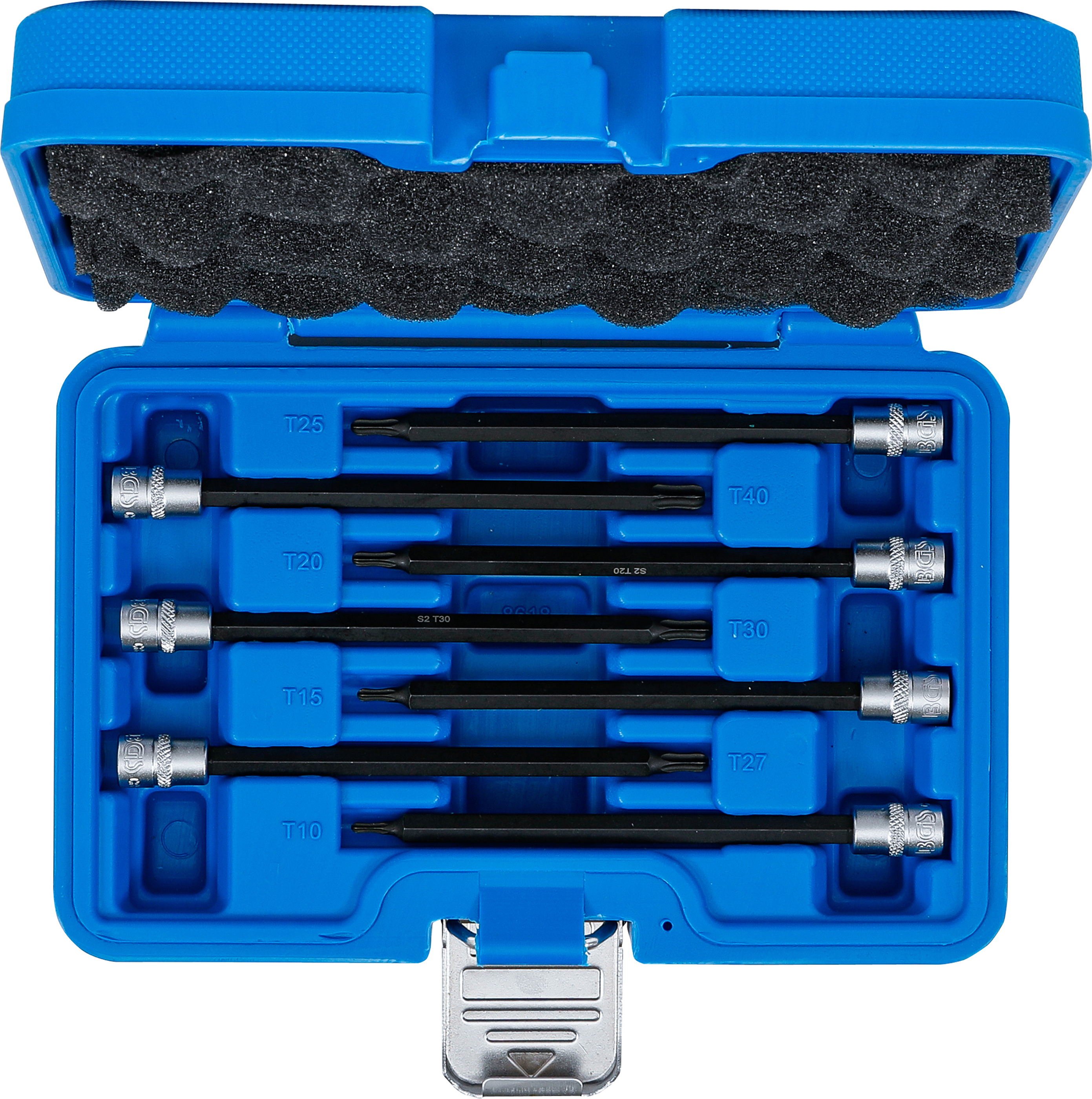 BGS Bit-Einsatz-Sortiment | Antrieb Innenvierkant 6,3 mm (1/4") | T-Profil (für Torx) mit Kugelkopf T10 - T40 | 7-tlg.