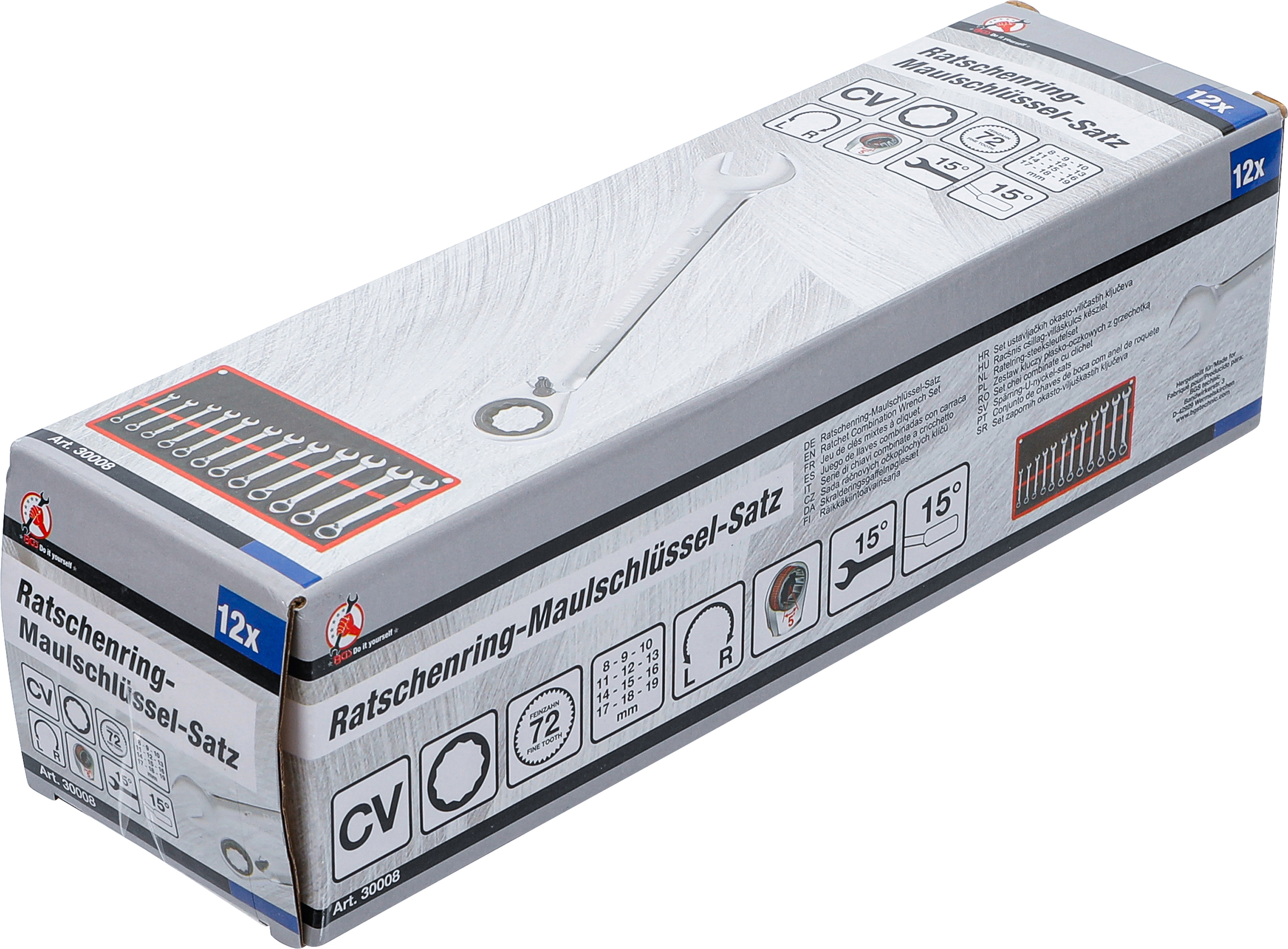 BGS Ratschenring-Maulschlüssel-Satz | umschaltbar | SW 8 - 19 mm | 12-tlg.