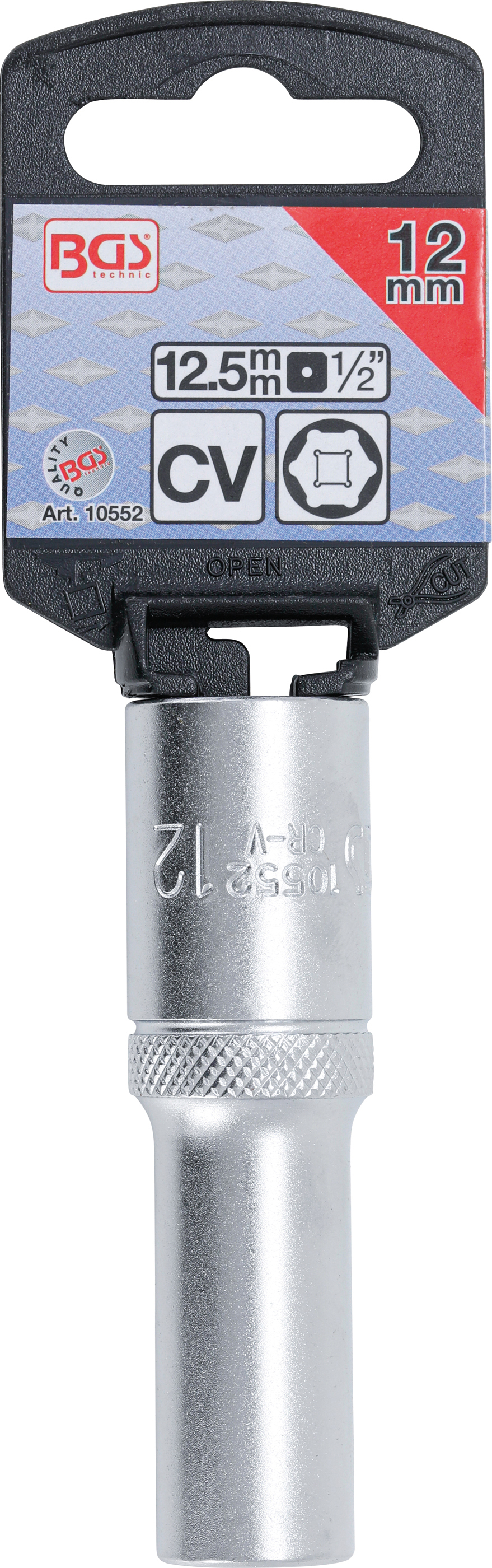 BGS Steckschlüssel-Einsatz Sechskant, tief | Antrieb Innenvierkant 12,5 mm (1/2") | SW 12 mm