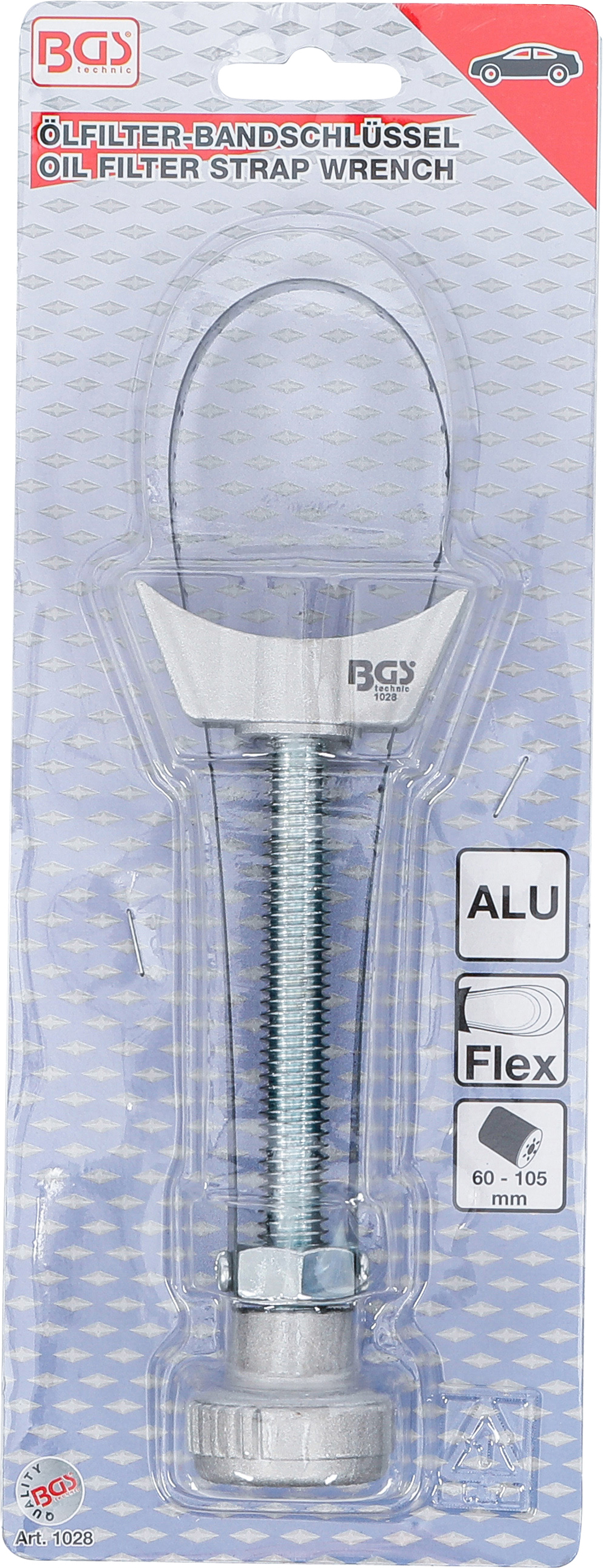 BGS Ölfilter-Bandschlüssel | Federbandstahl | Alu-Druckguss | Ø 60 - 105 mm