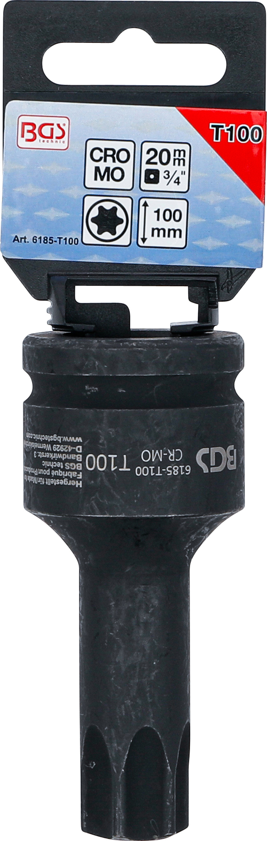 BGS Kraft-Bit-Einsatz | Länge 100 mm | Antrieb Innenvierkant 20 mm (3/4") | T-Profil (für Torx) T100