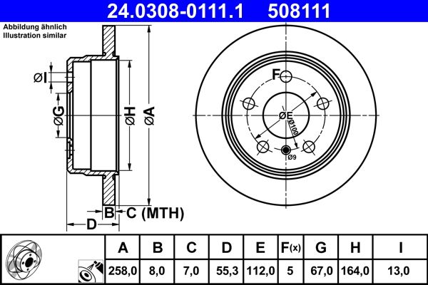 Bremsscheibe “ATE 258 mm, 8 mm, 7 mm”
