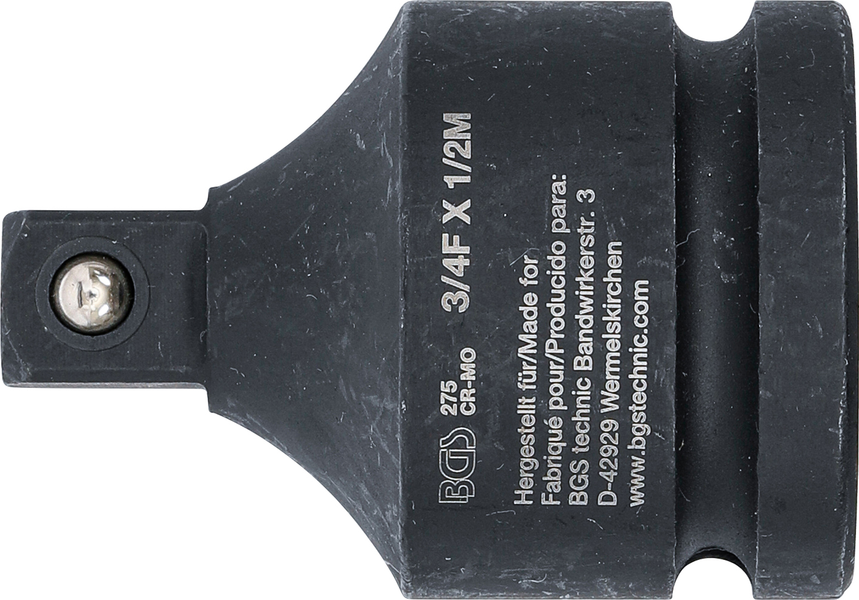BGS Kraft-Steckschlüssel-Adapter | Innenvierkant 20 mm (3/4") - Außenvierkant 12,5 mm (1/2")