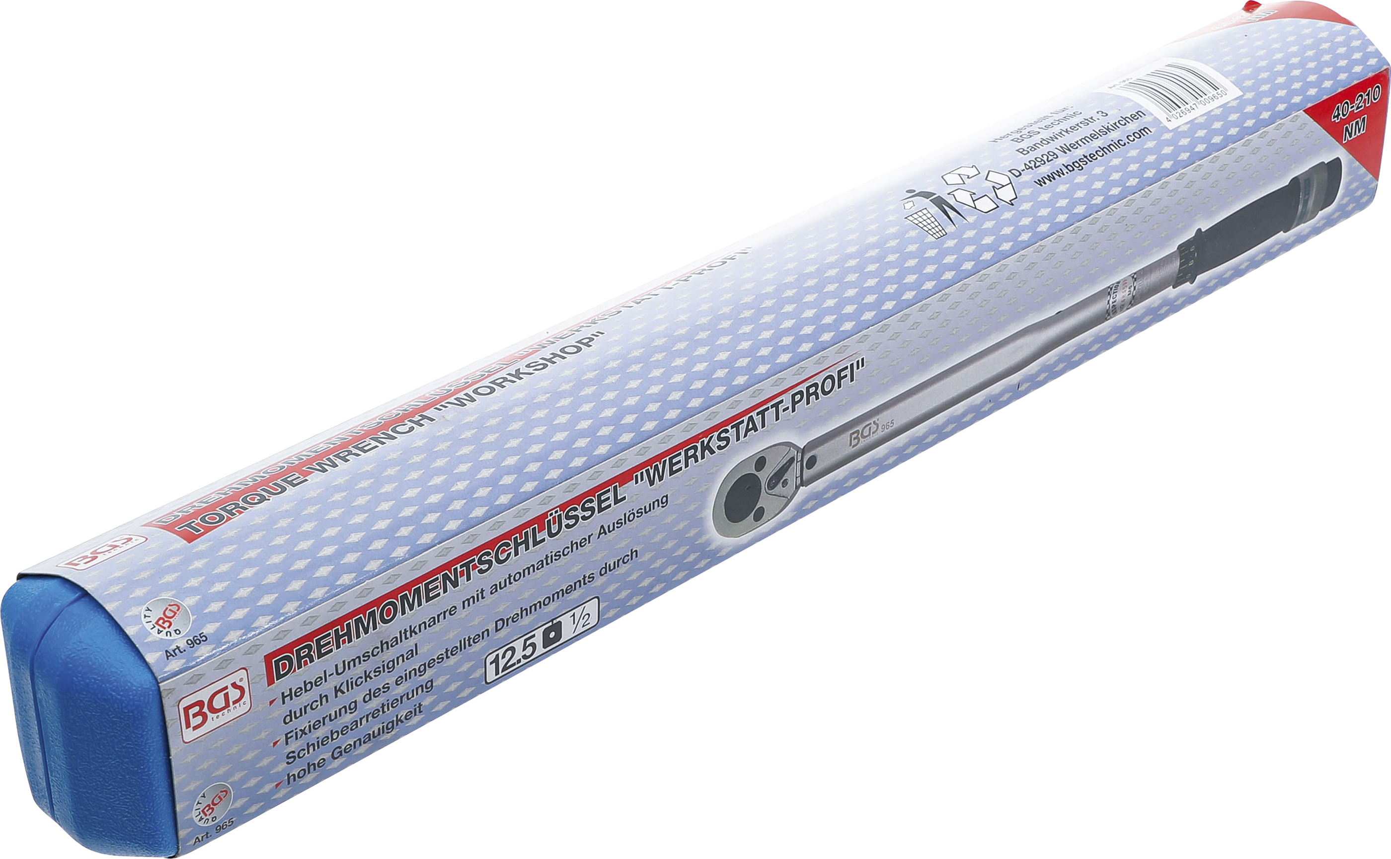 BGS Drehmomentschlüssel | Abtrieb Außenvierkant 12,5 mm (1/2") | 42 - 210 Nm