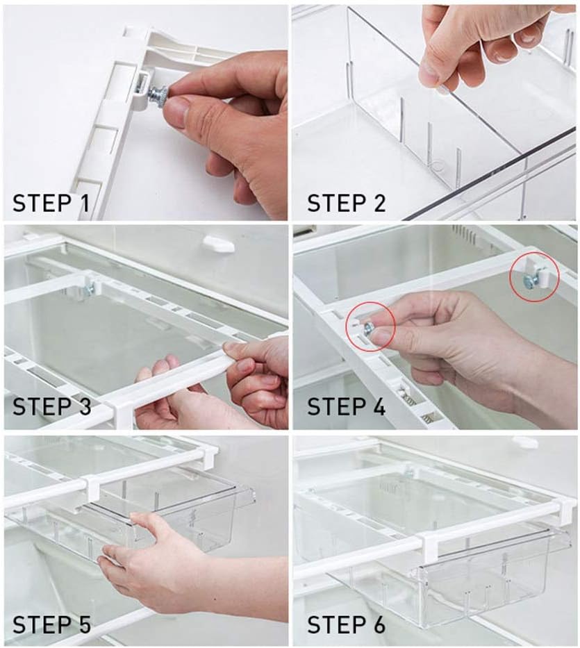 Yehapp Kühlschrank-Schubladen-Organizer, ausziehbarer Regalhalter mit Notenblätter, geeignet für 30-44 cm Kühlschrankpartien