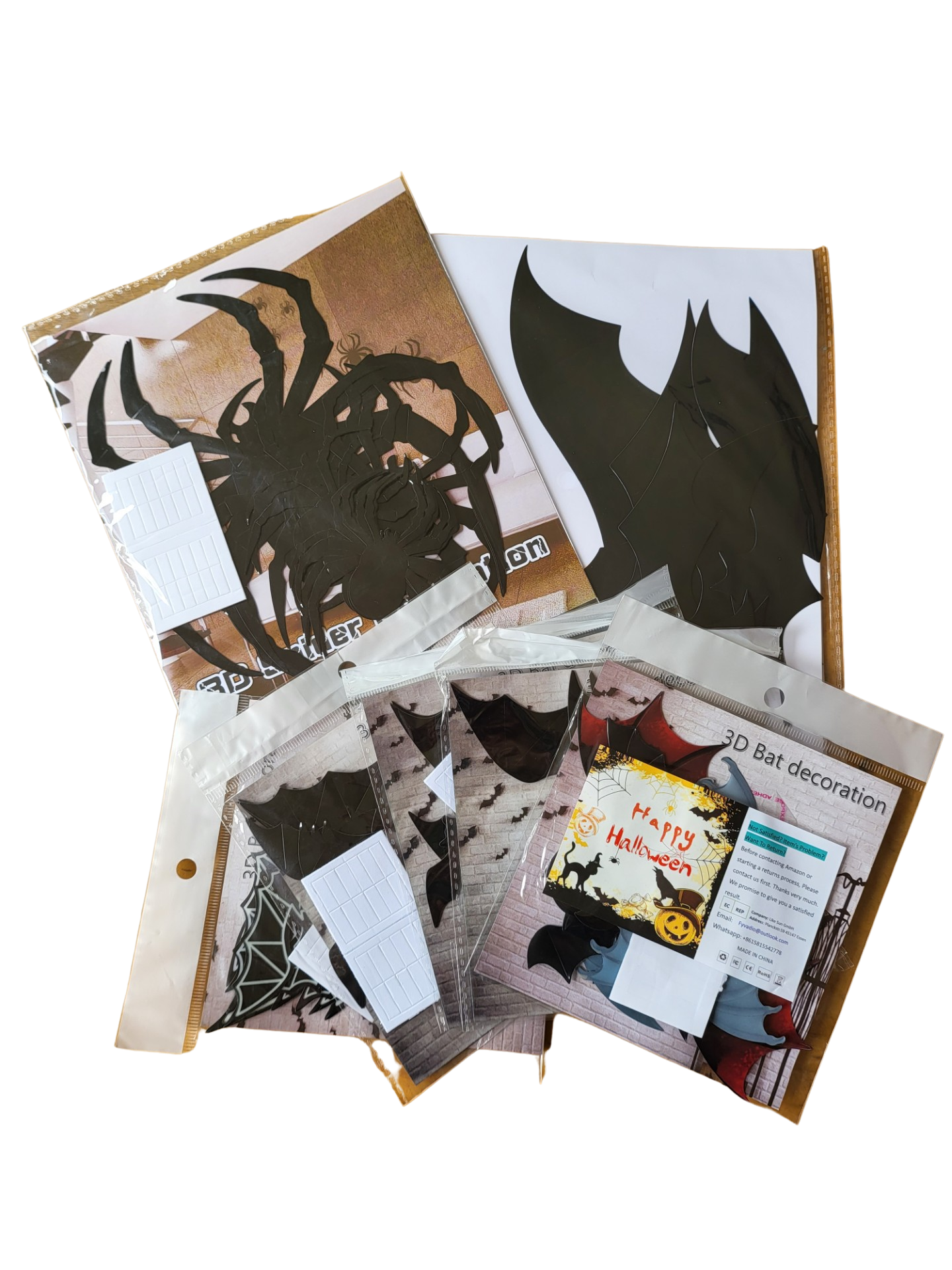 Halloween 3D Deko Fledermäuse und Spinnen Set Halloween 3D Deko Fledermäuse und Spinnen Set