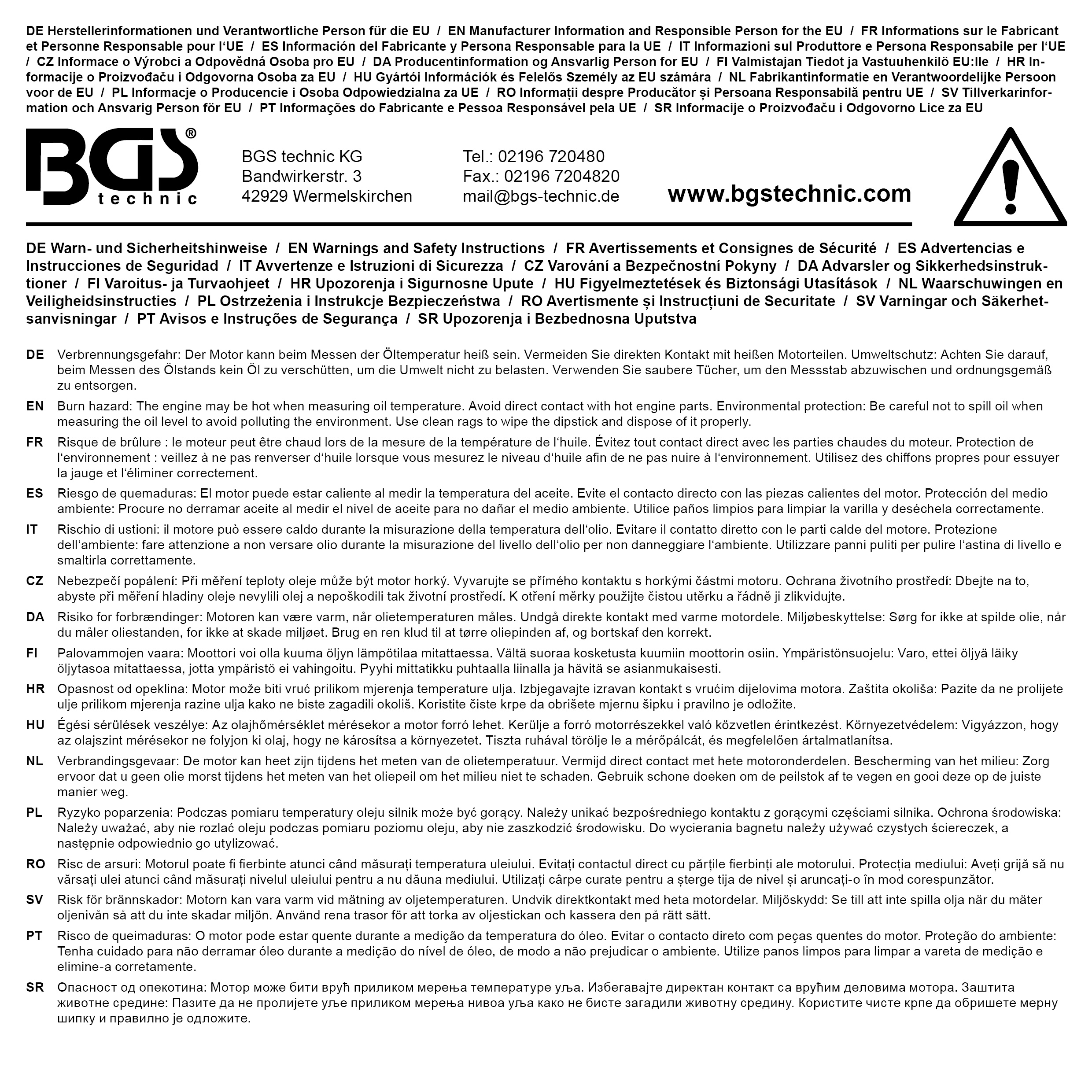 BGS Motoröl-Messstab | für Mercedes-Benz M137, 611, 612, 613