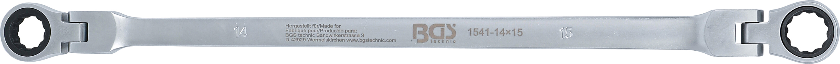 BGS Doppel-Ratschen-Gelenkschlüssel | SW 14 x 15 mm