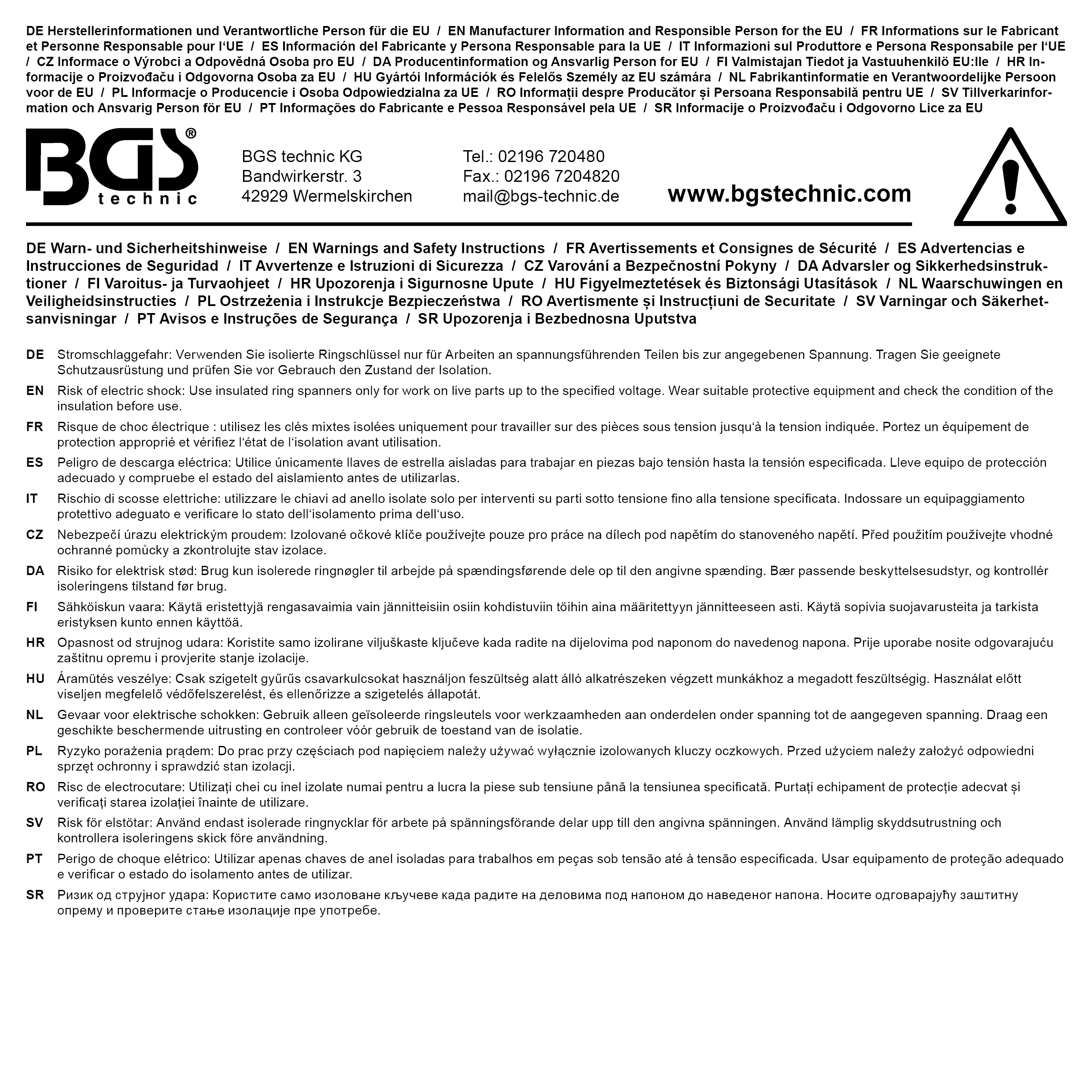 BGS VDE-Einringschlüssel | tief gekröpft | SW 22 mm