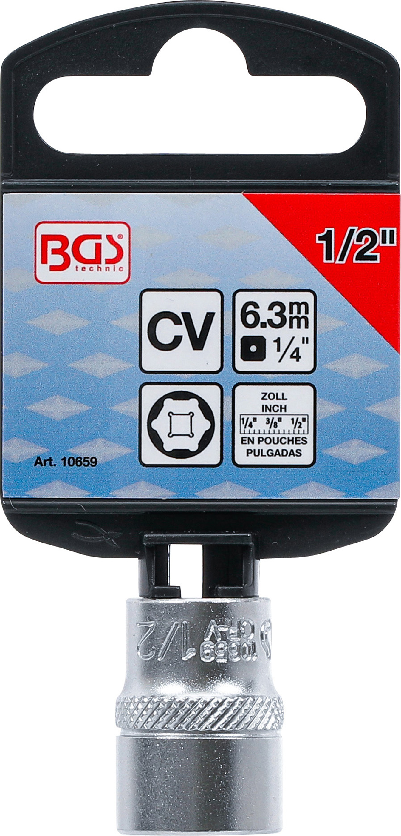 BGS Steckschlüssel-Einsatz Sechskant | Antrieb Innenvierkant 6,3 mm (1/4") | SW 1/2"