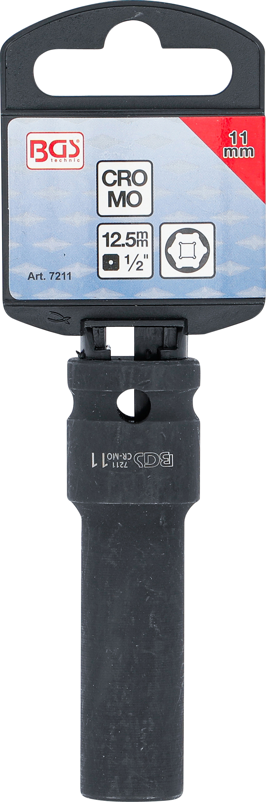 BGS Kraft-Steckschlüssel-Einsatz Sechskant, tief | Antrieb Innenvierkant 12,5 mm (1/2") | SW 11 mm