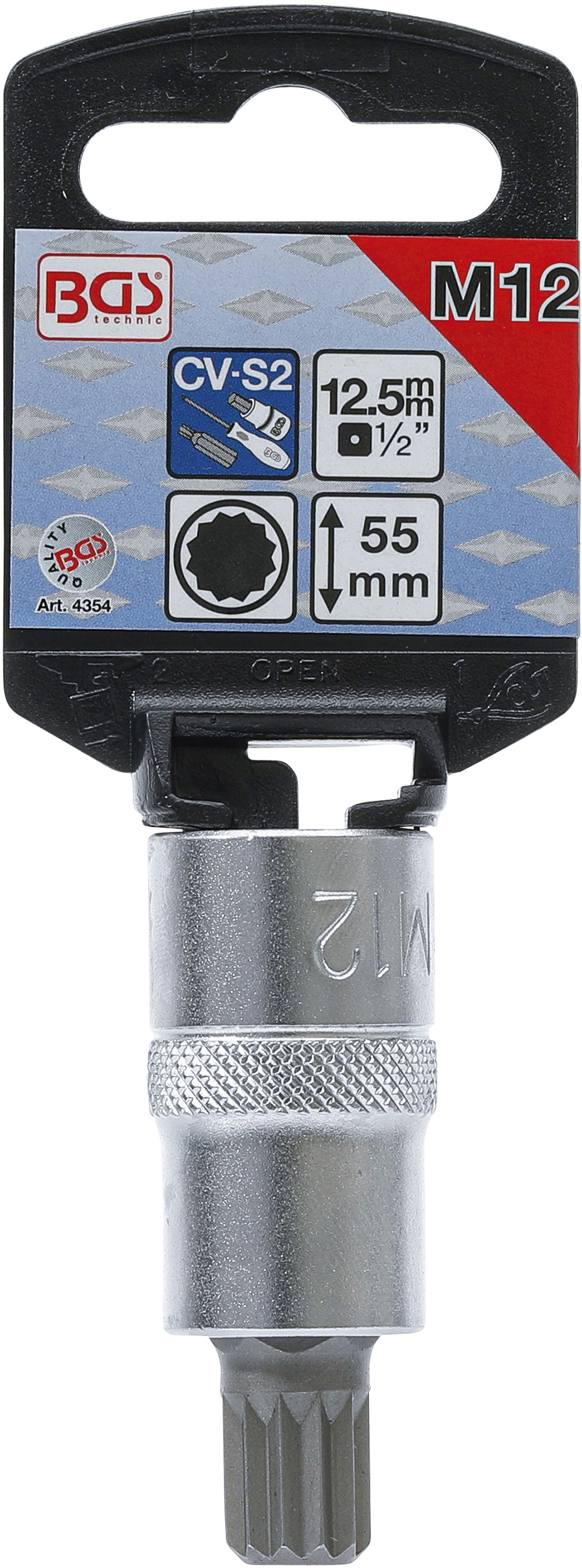 BGS Bit-Einsatz | Antrieb Innenvierkant 12,5 mm (1/2") | Innenvielzahn (für XZN) M12