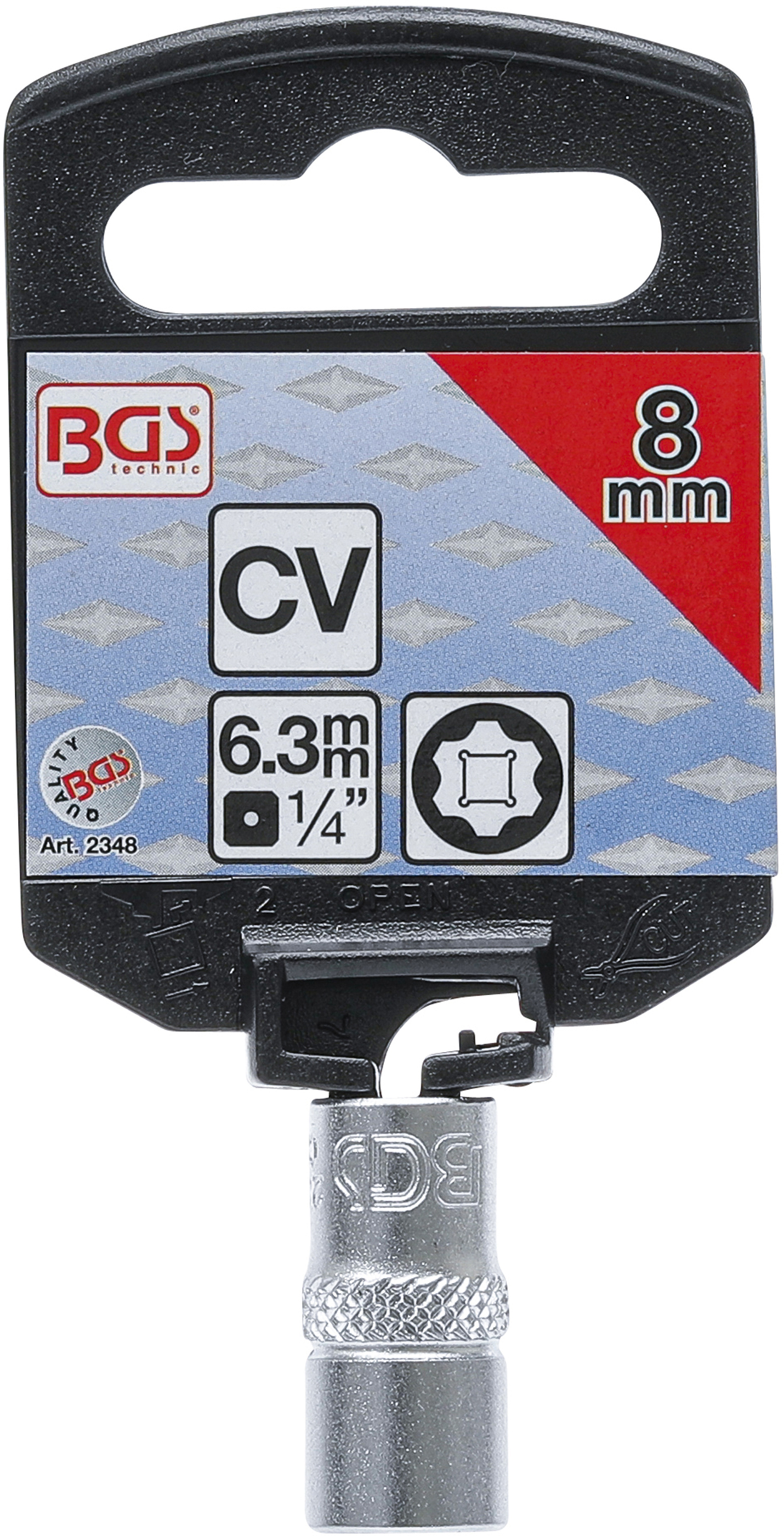 BGS Steckschlüssel-Einsatz Super Lock | Antrieb Innenvierkant 6,3 mm (1/4") | SW 8 mm