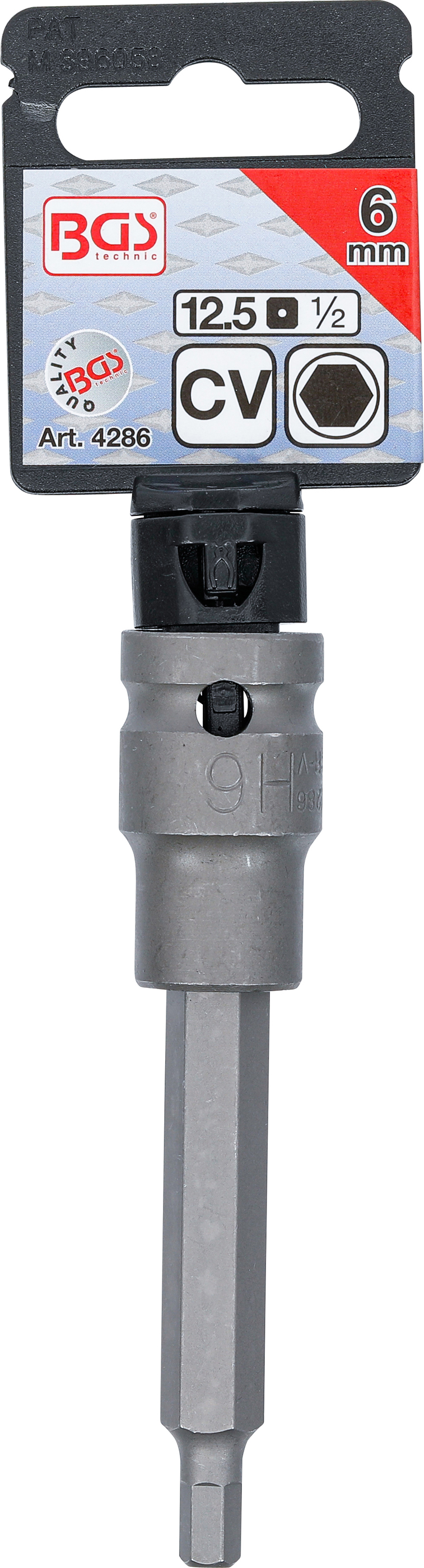 BGS Kraft-Bit-Einsatz | Länge 100 mm | Antrieb Innenvierkant 12,5 mm (1/2") | Innensechskant 6 mm