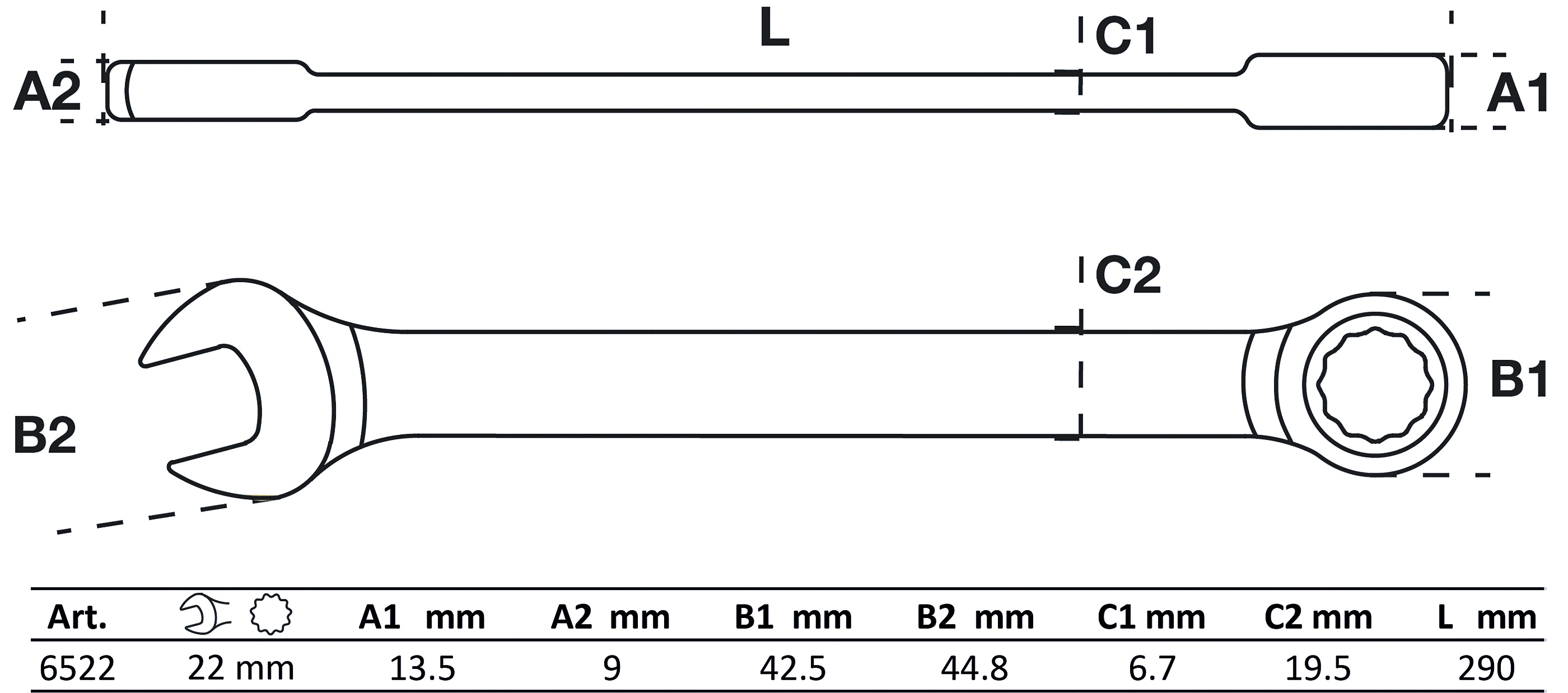 BGS Ratschenring-Maulschlüssel | SW 22 mm