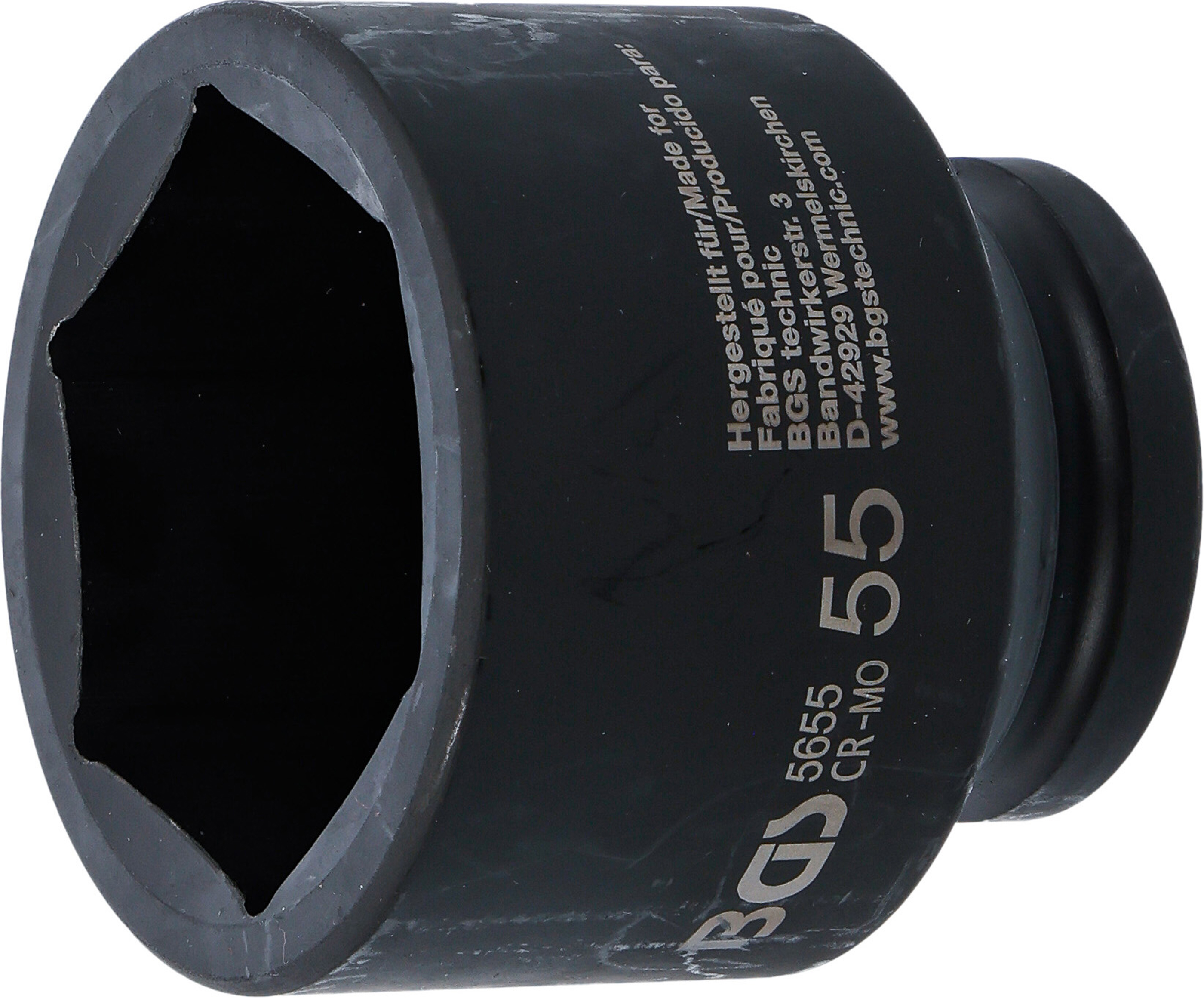 BGS Kraft-Steckschlüssel-Einsatz Sechskant | Antrieb Innenvierkant 20 mm (3/4") | SW 55 mm