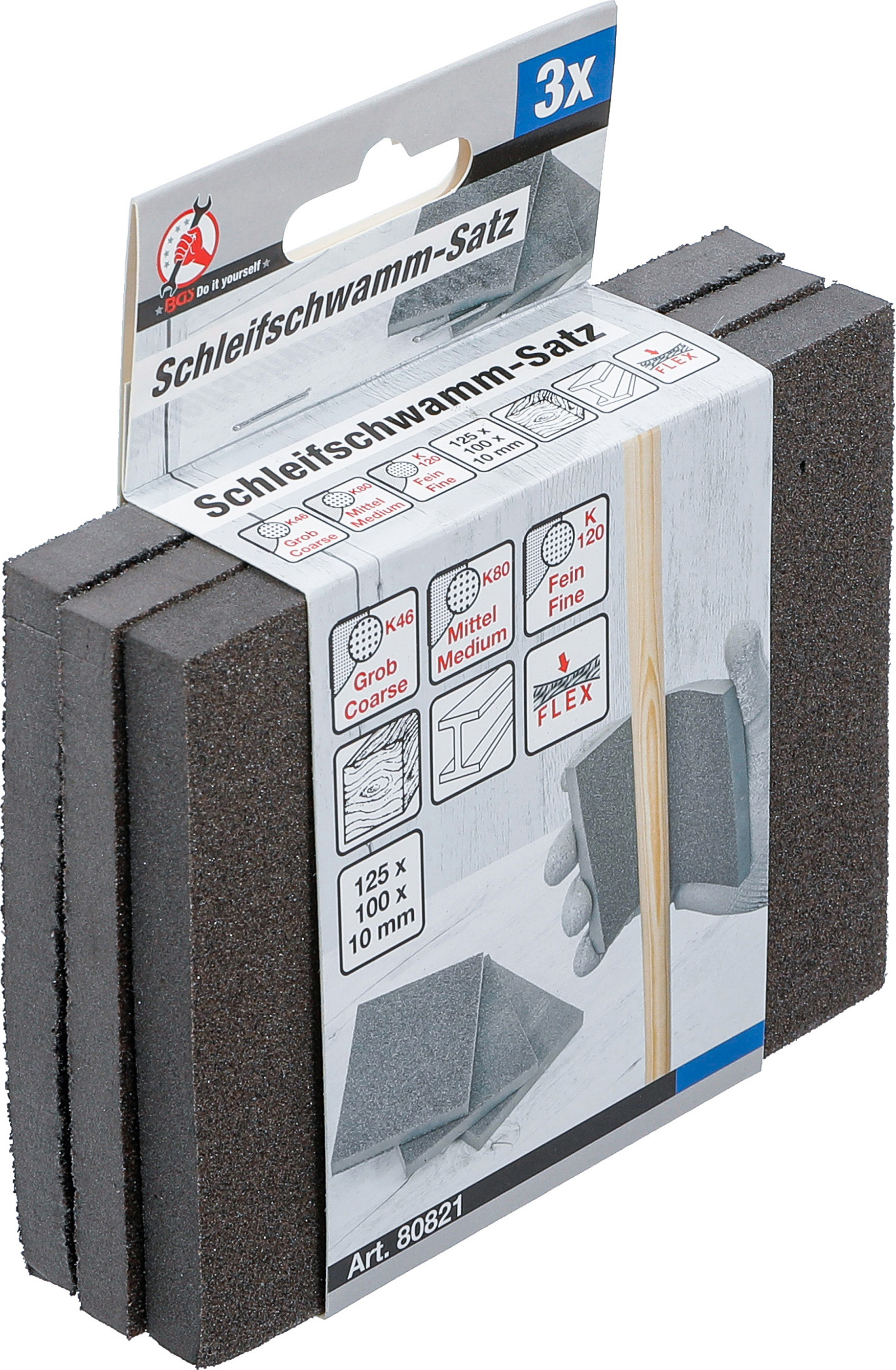 BGS Schleifschwamm-Satz | K 46, 80, 120 | 3-tlg.