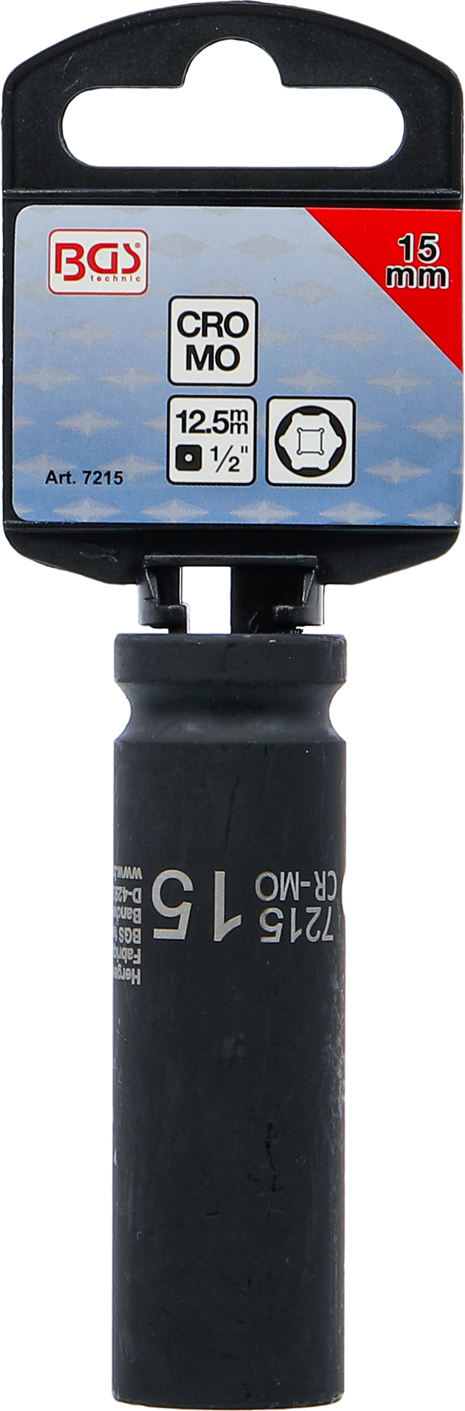 BGS Kraft-Steckschlüssel-Einsatz Sechskant, tief | Antrieb Innenvierkant 12,5 mm (1/2") | SW 15 mm