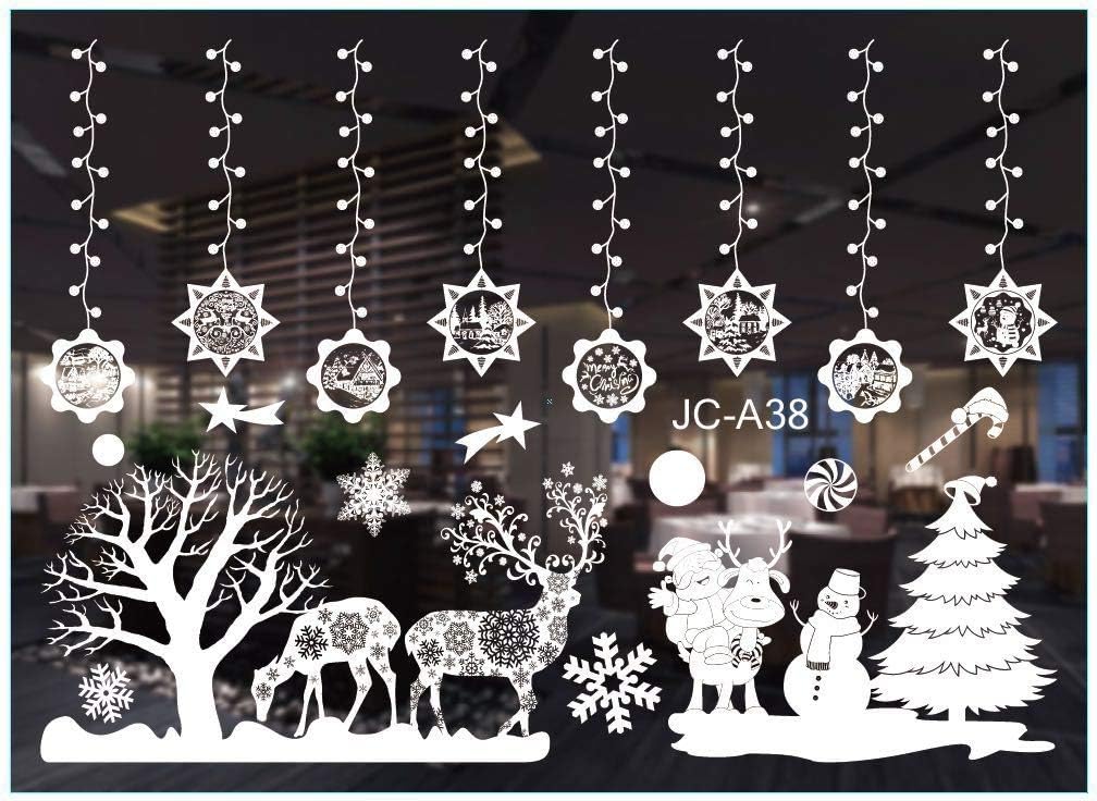 Gxhong Fensteraufkleber Weihnachten, Weihnachten Fensterbilder, Fenster Weihnachten Deko, Weihnachtsfenster Aufkleber Dekoration für Türen Schaufenste