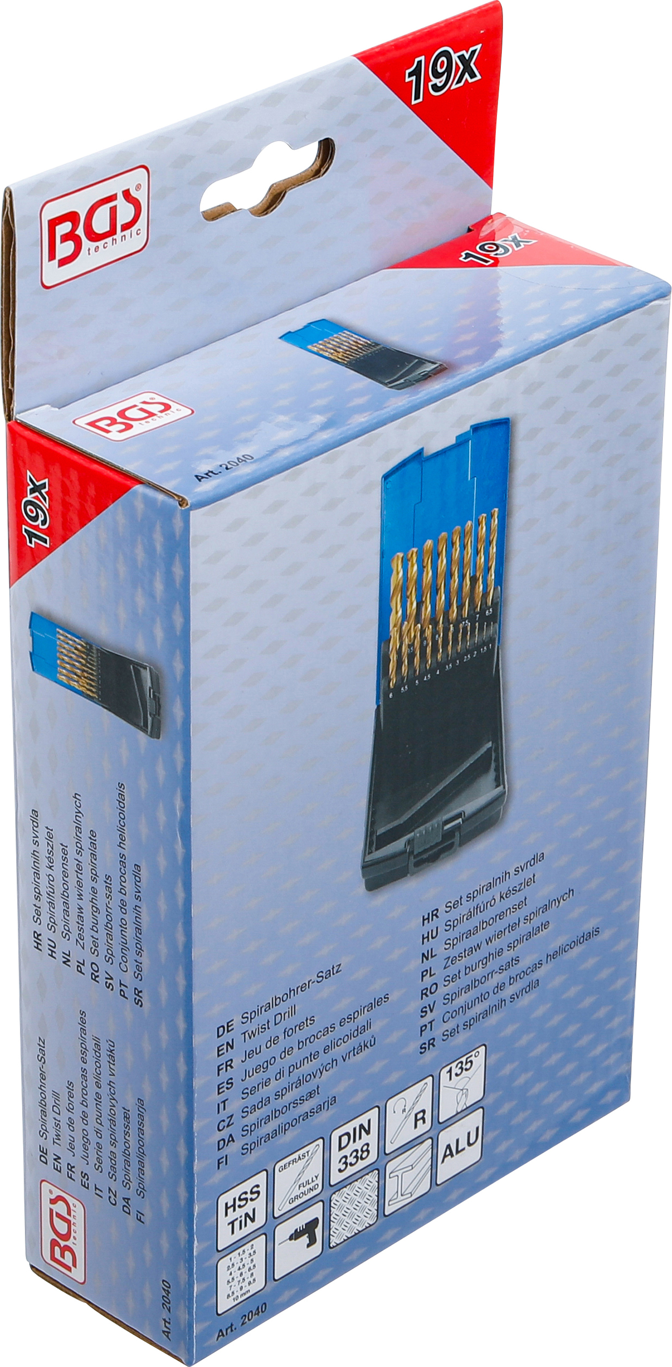 BGS Spiralbohrer-Satz | HSS-G | titan-nitriert | 1 - 10 mm | 19-tlg.