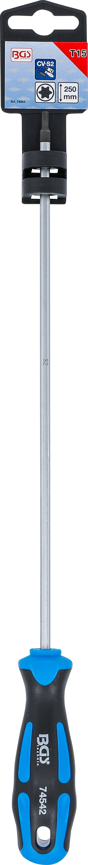 BGS Schraubendreher | T-Profil (für Torx) T15 | Klingenlänge 250 mm