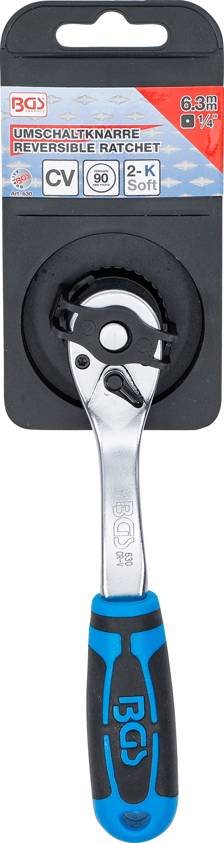 BGS Umschaltknarre | feinverzahnt | Abtrieb Außenvierkant 6,3 mm (1/4")