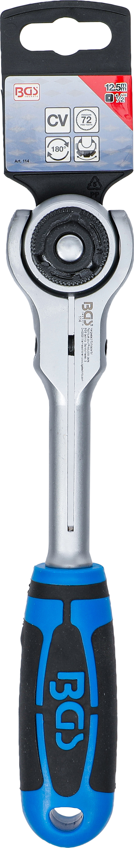 BGS Umschaltknarre mit Kugelkopf | Abtrieb Außenvierkant 12,5 mm (1/2")