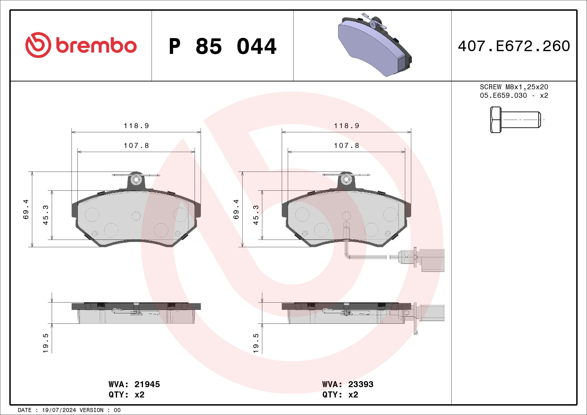 Bremsbelagsatz, Scheibenbremse