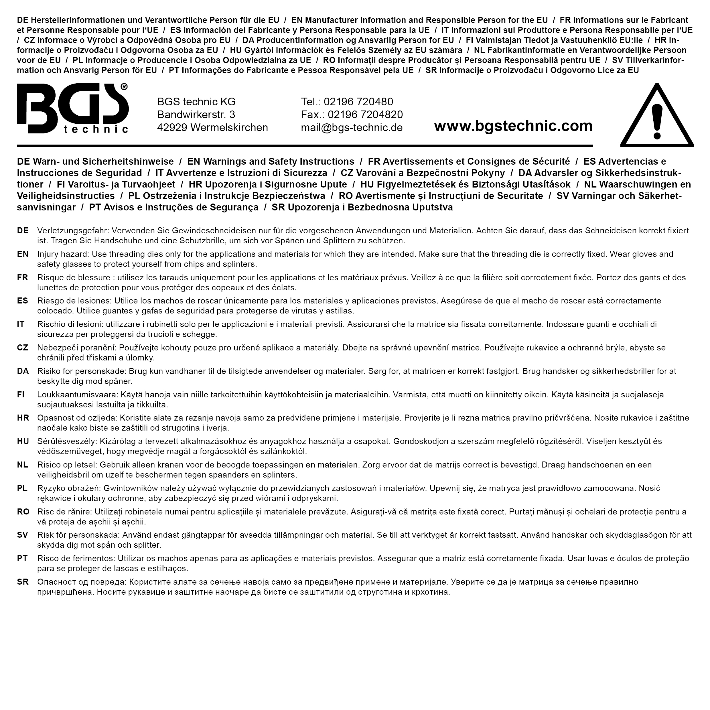 BGS Gewindeschneideisen | M2 x 0,4 x 25 mm