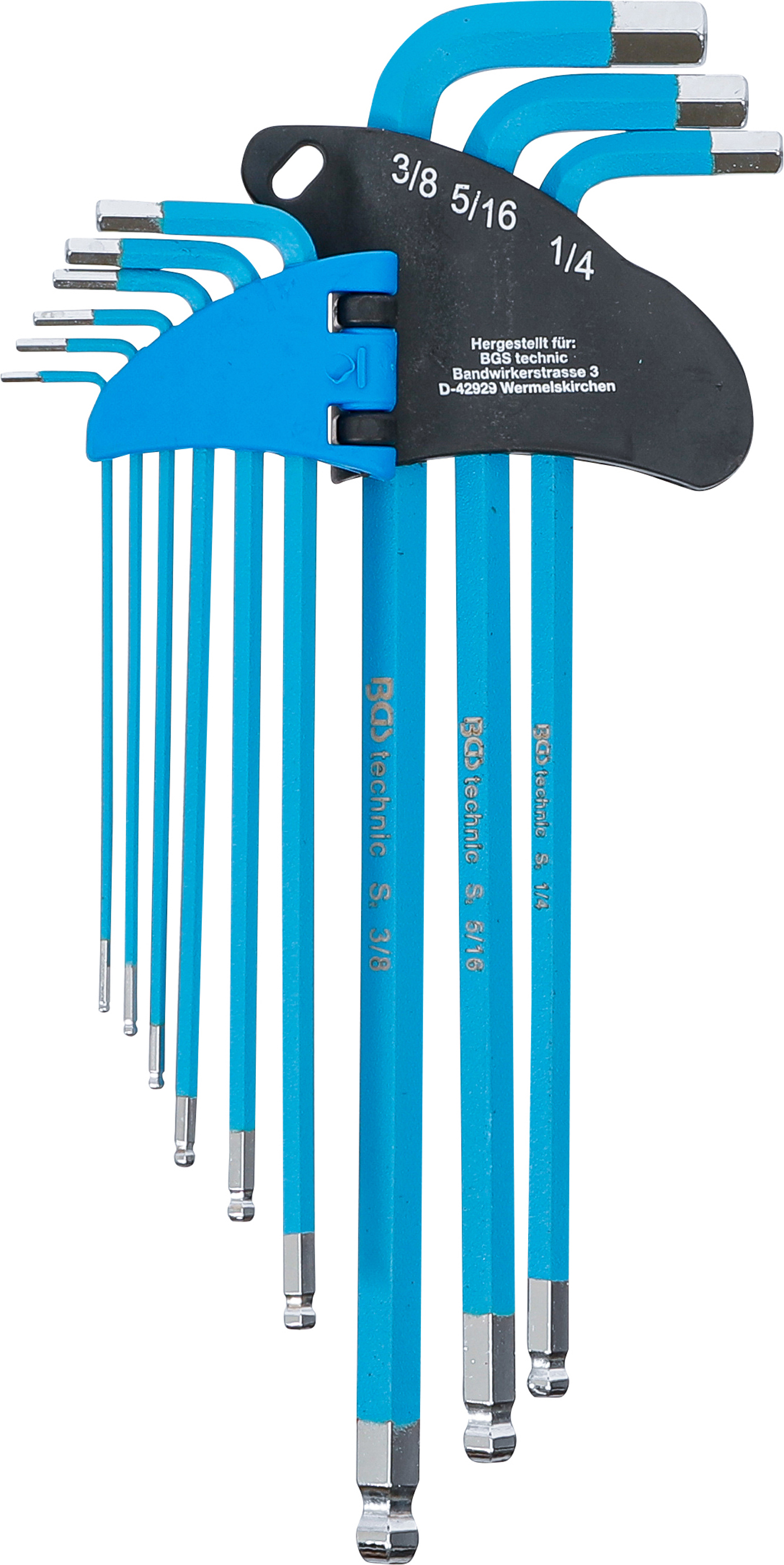 BGS Winkelschlüssel-Satz | extra lang | Innensechskant | Zollgrößen | 9-tlg.