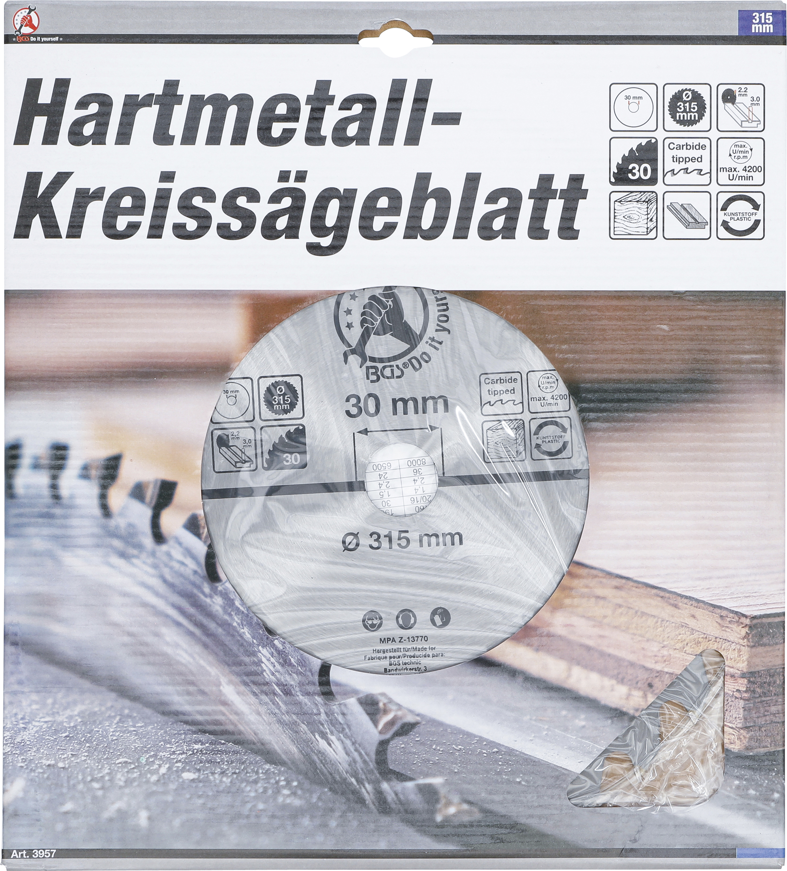 BGS Hartmetall-Kreissägeblatt | Ø 315 x 30 x 3,0 mm | 30 Zähne