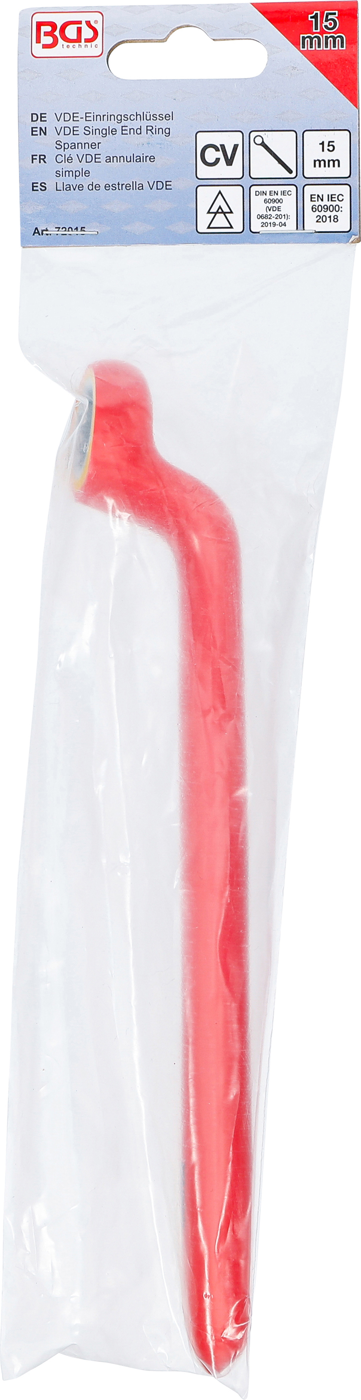 BGS VDE-Einringschlüssel | tief gekröpft | SW 15 mm