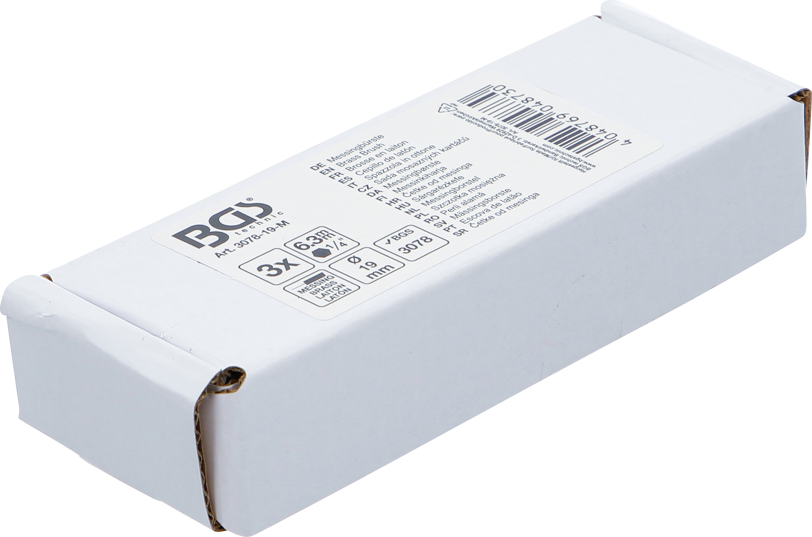 BGS Messingbürste | 19 mm | Antrieb Außensechskant 6,3 mm (1/4") | 3-tlg.